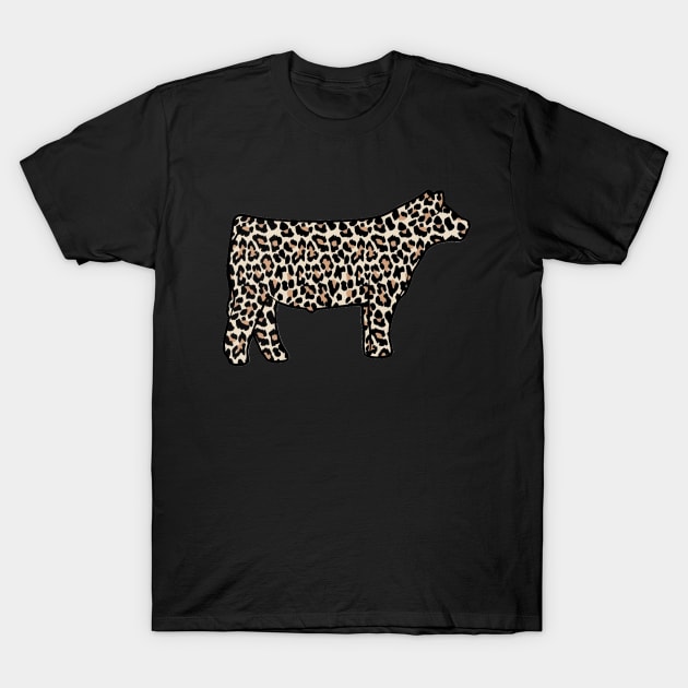 Cheetah Print Show Steer Silhouette  - NOT FOR RESALE WITHOUT PERMISSION T-Shirt by l-oh